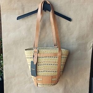 NWT Rag & Bone x AAKS Straw Tote Bag Purse Tan LeatherStraw Tote Bag PurseRag &